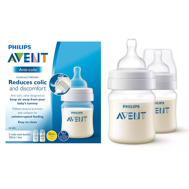 AVENT SCF810/20 0M+ANTICOLIC 125ML 2PC WIDE NECK BOTTLE