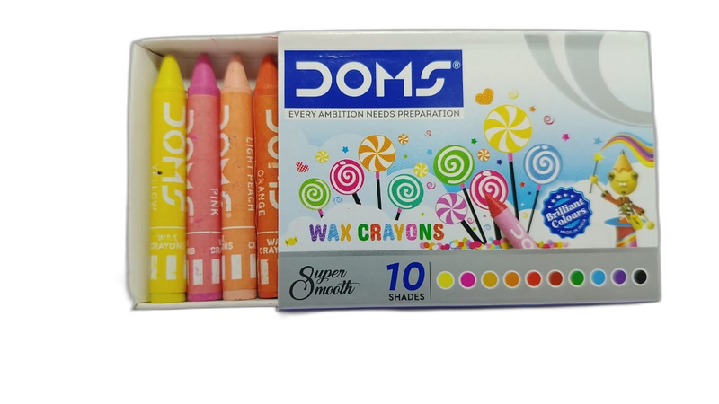 DOMS 8800 WAX CRAYONS 10 SHADE