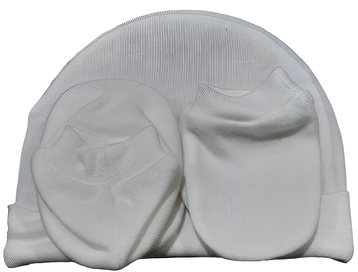 BB-P068 WHITE CAP MITTEN BOOTY SET