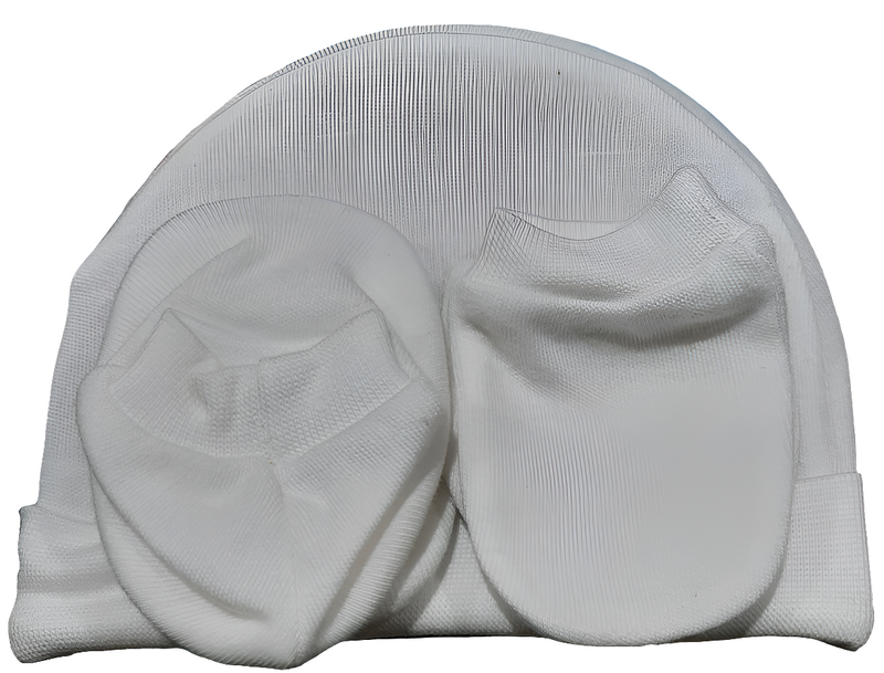 BB-P068 WHITE CAP MITTEN BOOTY SET
