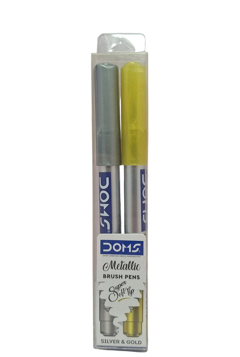 DOMS 8437 METALLIC SILVER & GOLD BRUSH PEN