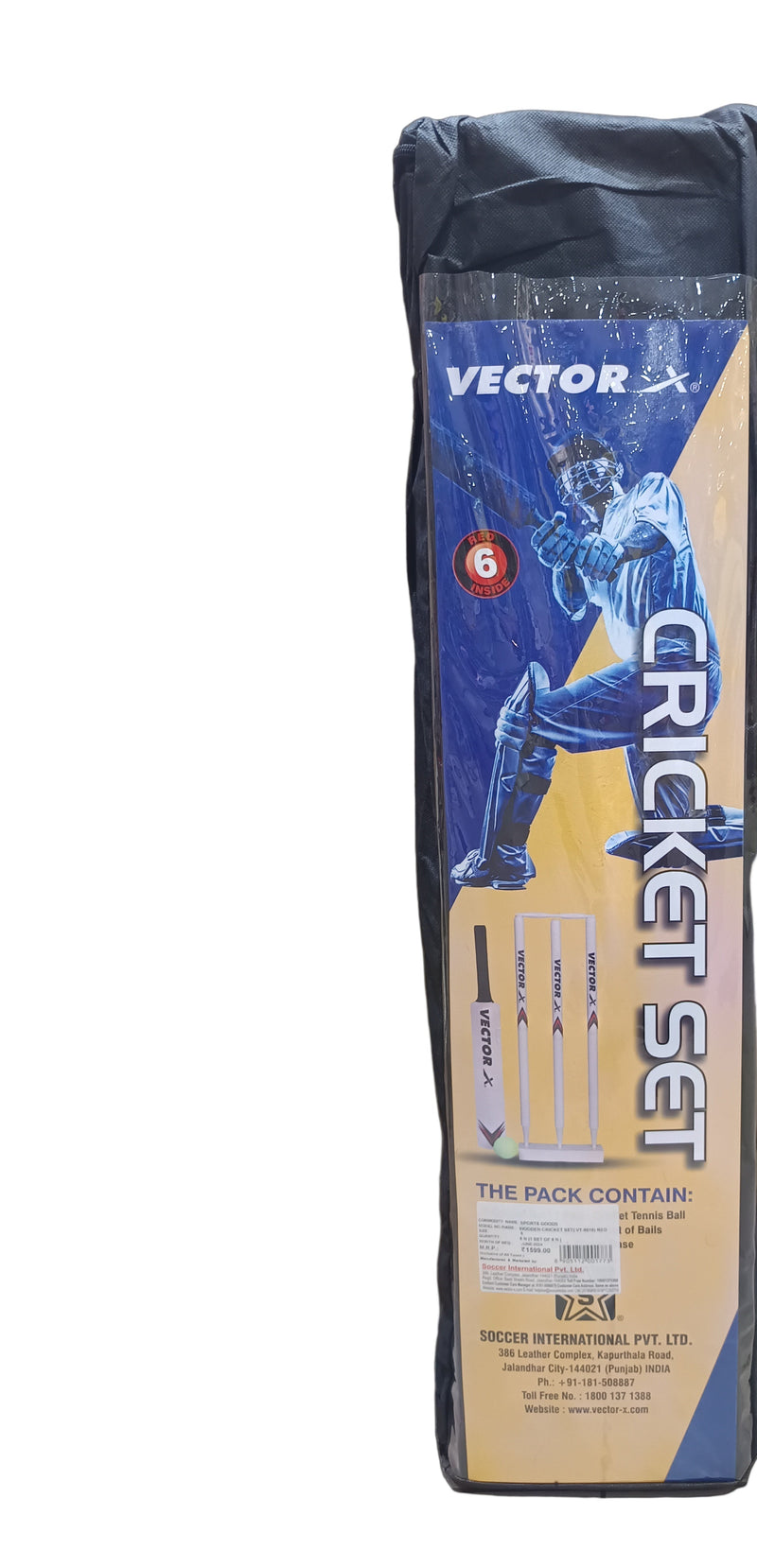 VECTORX VT-9016 WOODEN RED CRICKET SET SIZE-6 8PC