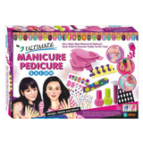 Box of an Ultimate Manicure Pedicure Salon toy set with colorful graphics and images of children.