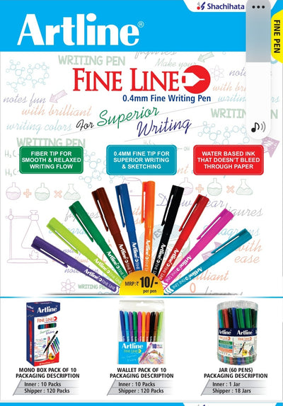 ARTLINE FINE LINE 0.4MM COLOUR PEN