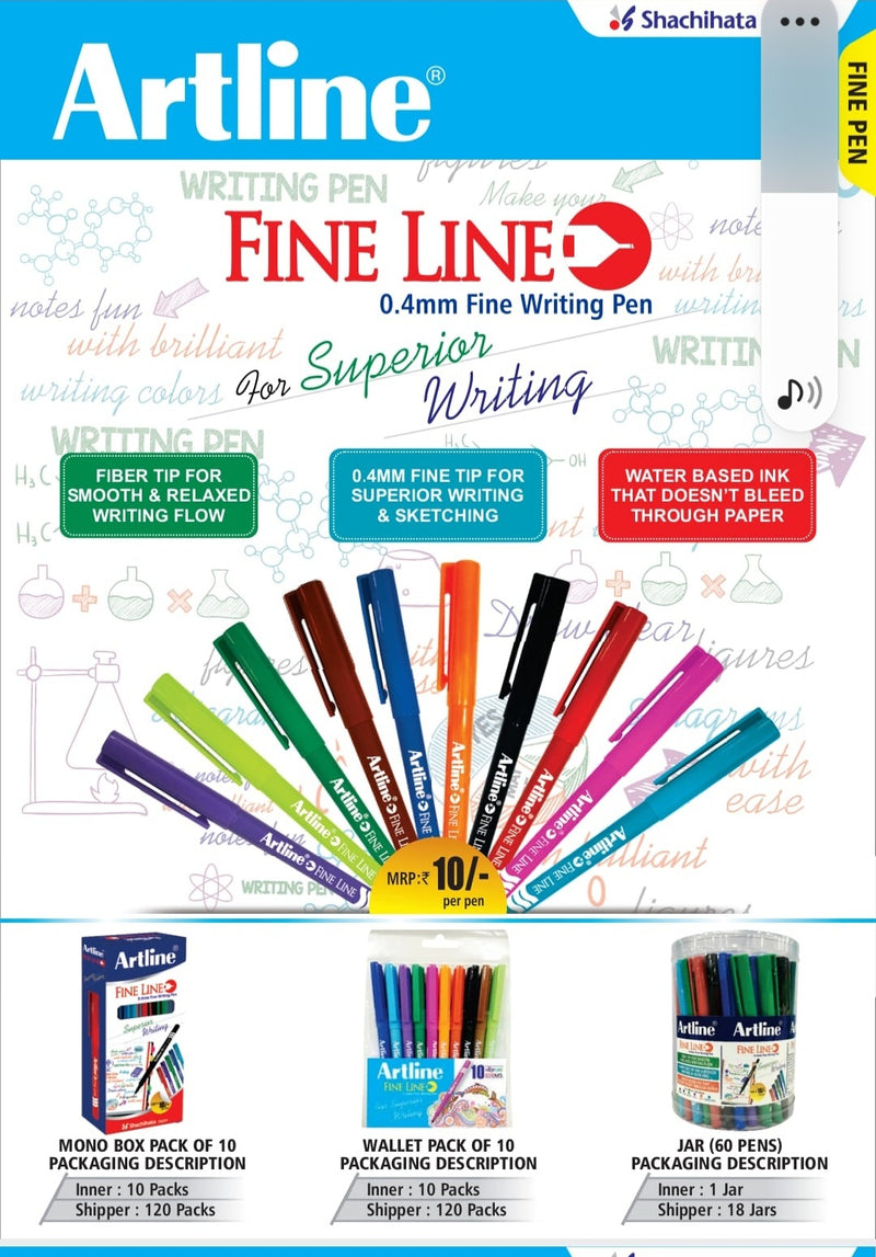 ARTLINE FINE LINE 0.4MM COLOUR PEN