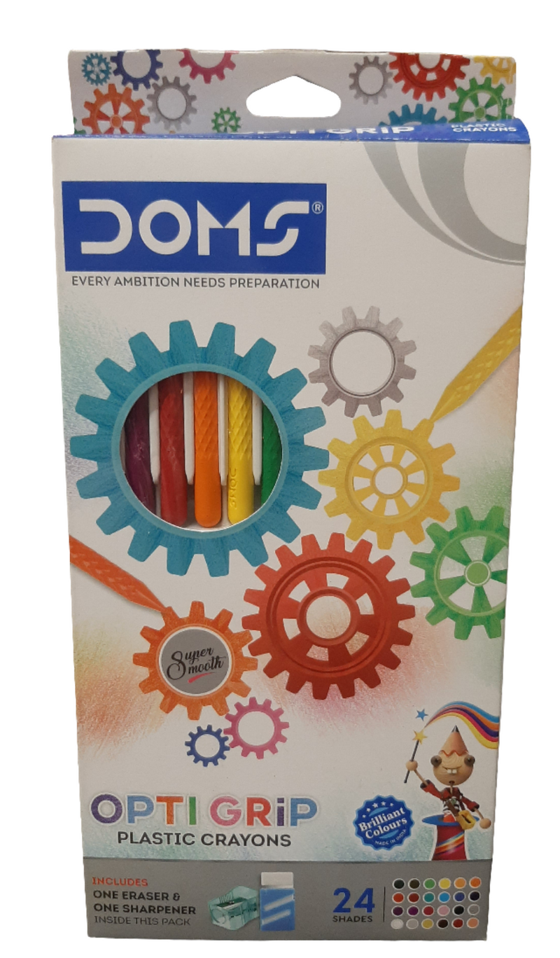 DOMS 80327 OPTI GRIP PLASTIC CRAYONS 24SHADE