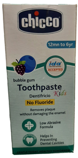 CHICCO BUBBLE GUM TOOTHPASTE 12M+/6YR