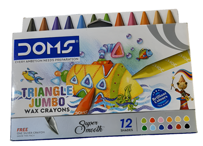 DOMS 8102TRIANGLE JUMBO WAX CRAYON 12SHADE
