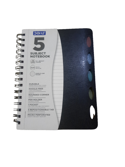DOMS 5 SUBJECT 300PAGE SPIRAL DIARY