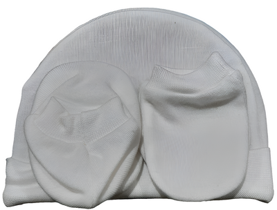 BB-P068 WHITE CAP MITTEN BOOTY SET