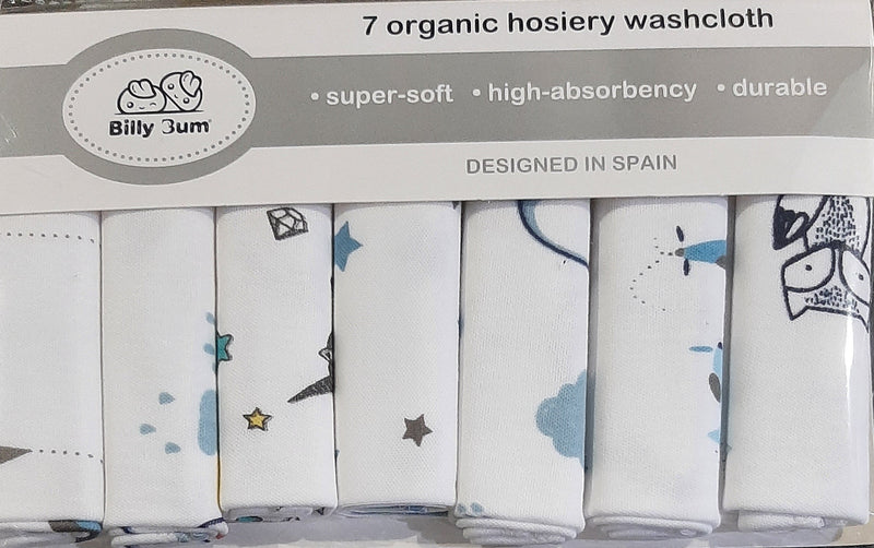 ORGANIC HOSIERY WASHCLOTH 7PC 1033