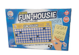 Funhouse senior game box on a dark textured surface